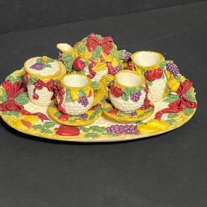 Vtg Della Robbia Decorative Miniature Tea Set